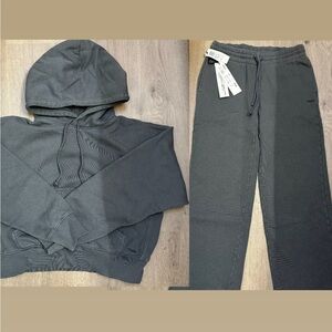 Aritzia TNA sweatsuit in echo grey, brand new with tags!! Selling as a set.